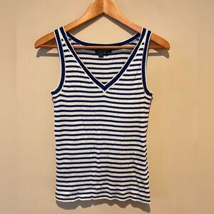 Ralph Lauren Women’s Blue White Stripe Knit Sleeveless Top Size L